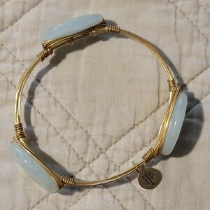 Bourbon & Boweties Sea Foam Oval Agate Bangle Bracelet
